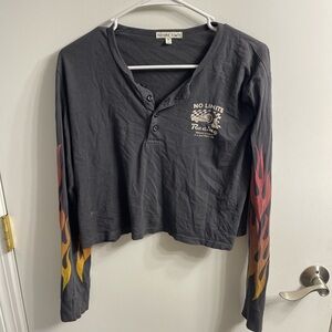 UO Long Sleeve Racing Shirt with Flame Sleeves